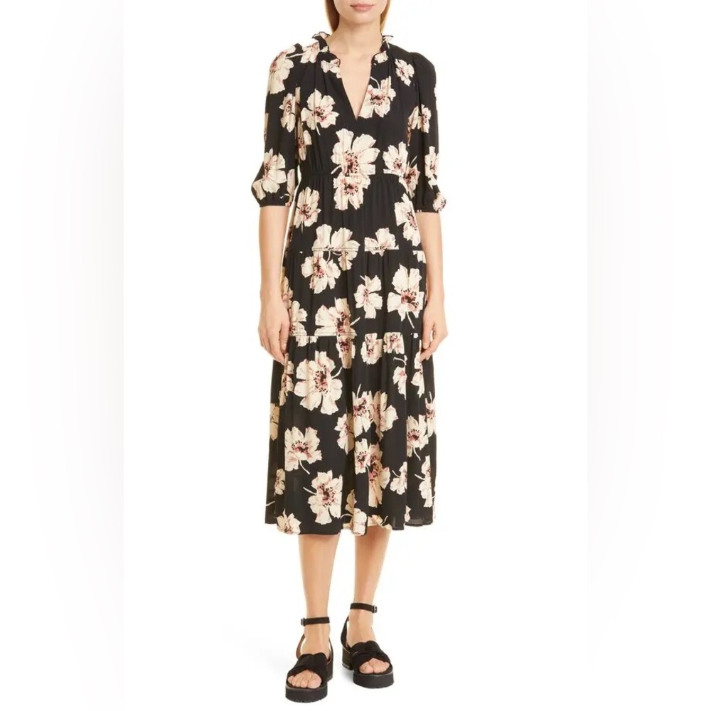BA&SH Kory Floral Midi Dress